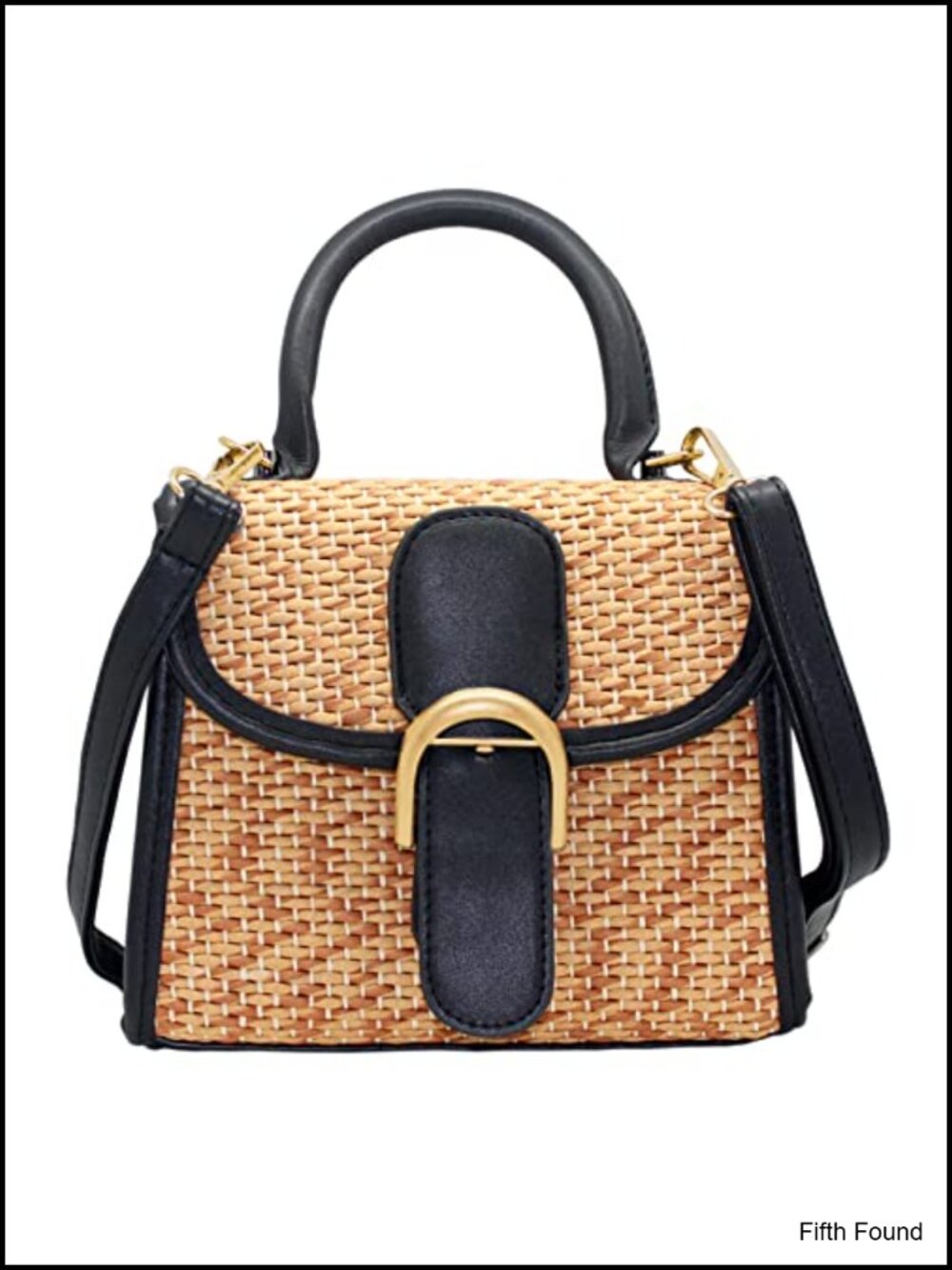 Straw Woven Satchel Crossbody Bag PU Leather Small Women's